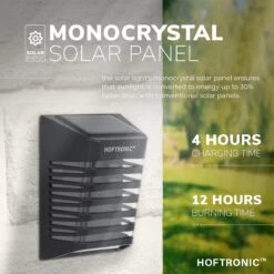 4x HOFTRONIC Dono - Solar Wandlamp Buiten - IP65 Waterdicht - Wintersolar Technologie Monokristal Zonnepaneel - 3000K Warm Wit (sfeervol) - Solar Tuinverlichting Zonne Energie -Gardena Winkel 1200x1200 569