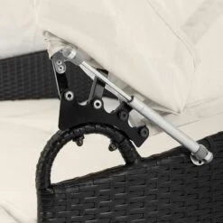 Casaria Polyrattan Zonne-Eiland Ø185cm – Incl. Kussens - Zwart Crème -Gardena Winkel 1200x1200 6