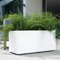 Elho Vivo Matt Finish Lang Wielen 90 - Grote Staande Plantenbak Voor Binnen & Buiten - Gemaakt Van Gereycled Plastic - L 39 X W 88 X H 41 Cm - Wit -Gardena Winkel 1200x1200 634