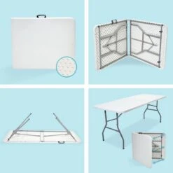 LifeGoods Klaptafel - Inklapbaar - 70x180cm - Verstelbare Vouwtafel - Weerbestendig - Wit -Gardena Winkel 1200x1200 64