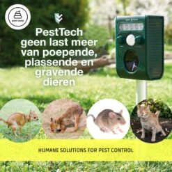 Pest-Tech PT-221 | Ultrasone Kattenverjager Op Zonneenergie | Kattenschrik | Marterverjager | Dierenverjager | Kattenafweermiddel | Ongedierte Verjager - Met USB Oplaadkabel -Gardena Winkel 1200x1200 688