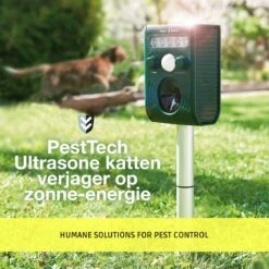 Pest-Tech PT-221 | Ultrasone Kattenverjager Op Zonneenergie | Kattenschrik | Marterverjager | Dierenverjager | Kattenafweermiddel | Ongedierte Verjager - Met USB Oplaadkabel -Gardena Winkel 1200x1200 690
