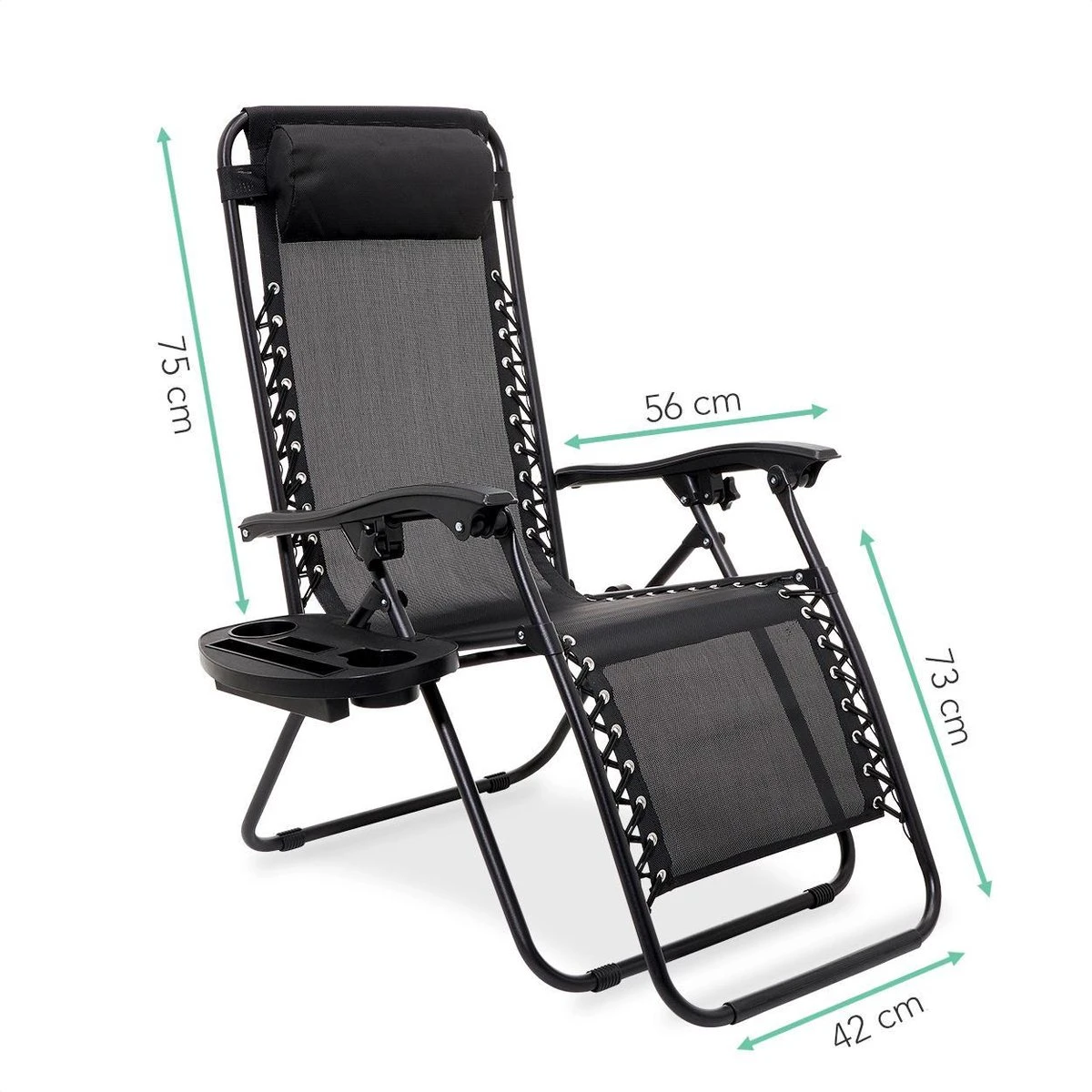 LifeGoods Opvouwbare Tuinstoelen - Verstelbaar Zonnescherm - 2 Stuks - 30°-90° Verstelbaar - Metaal - Zwart 3 LifeGoods Opvouwbare Tuinstoelen - Verstelbaar Zonnescherm - 2 Stuks - 30°-90° Verstelbaar - Metaal - Zwart - Afbeelding 3