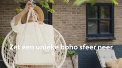Vita5 Macramé Hangstoel - Voor Binnen En Buiten - Zonder Standaard - Incl. Kussen, Boekenvak En Beschermhoes - Tot 150kg - Beige -Gardena Winkel 1200x675 9