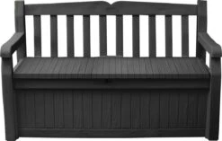 Keter Eden Garden Bench Opbergbank - 265L - 140x60x84cm - Zwart/Grijs 13 Keter Eden Garden Bench Opbergbank - 265L - 140x60x84cm - Zwart/Grijs -Gardena Winkel 1200x763