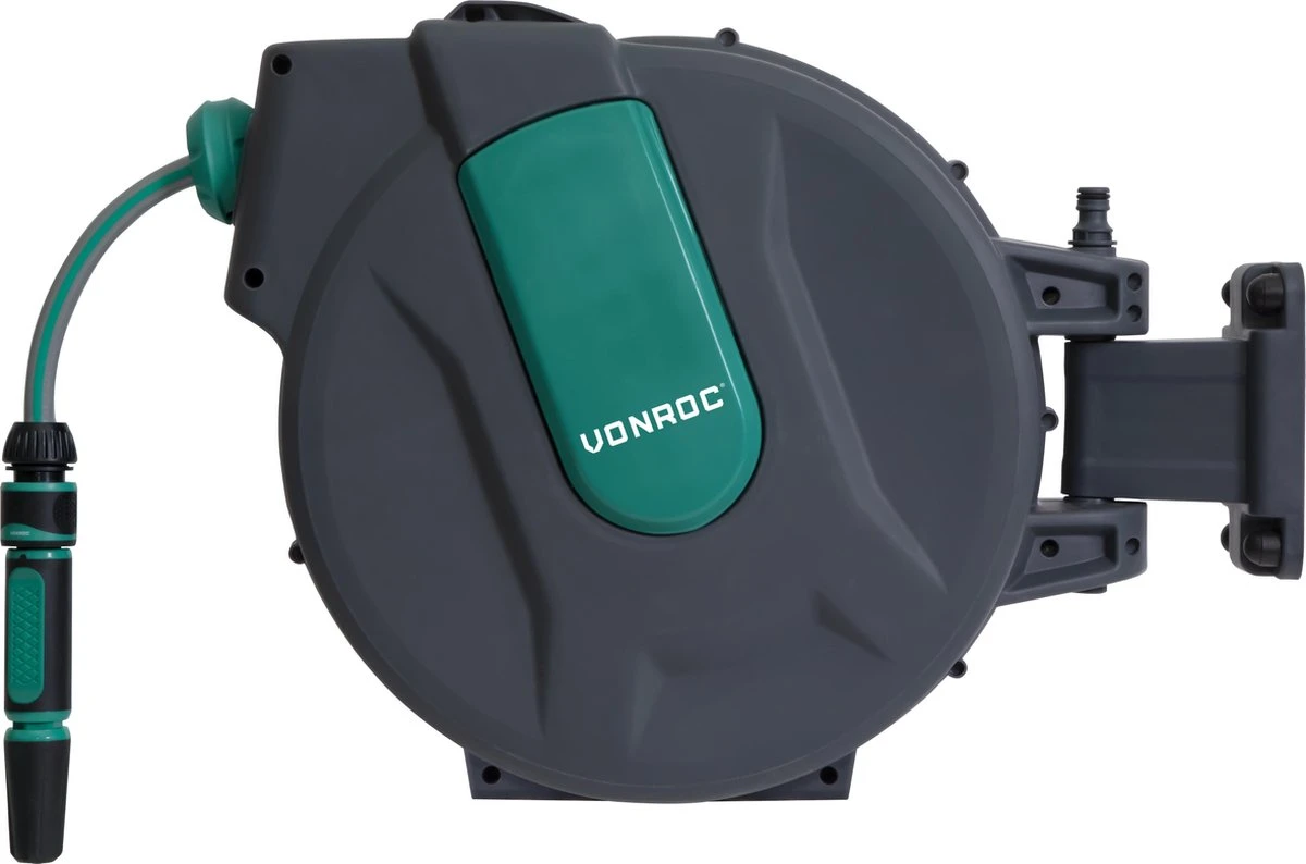 VONROC Automatische Slanghaspel – Incl. 25m Tuinslang, Aansluitslang, Spuitstuk, Koppelingen & Kraanaansluiting 2 VONROC Automatische Slanghaspel – Incl. 25m Tuinslang, Aansluitslang, Spuitstuk, Koppelingen & Kraanaansluiting - Afbeelding 2