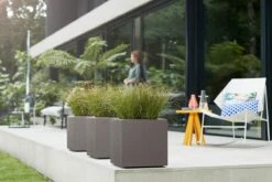 Elho Vivo Structure Finish Vierkant 40 - Plantenbak Voor Binnen & Buiten - Ø 39 X H 41 - Grijs/Warm Grijs -Gardena Winkel 1200x800 159