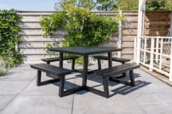 MaximaVida Vierkante Aluminium Picknicktafel Dex 215 Cm Zwart - Lage Instap -Gardena Winkel 1200x800 46