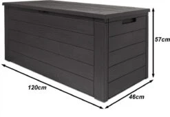 Merkloos Woody Tuin Opbergbox - 324 Liter 45x120x60 Cm - Tuinkussenbox - Antraciet/bruin -Gardena Winkel 1200x826 2