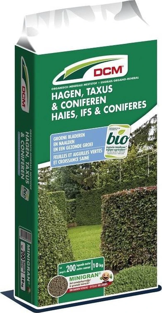 DCM Bemesting Voor Hagen,taxus En Coniferen 10kg 1 DCM Bemesting Voor Hagen,taxus En Coniferen 10kg