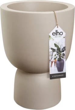 Elho Pure Coupe 35 - Bloempot Voor Binnen & Buiten - Ø 34.9 X H 49.0 Cm - Beige/Balanced Beige -Gardena Winkel 820x1200