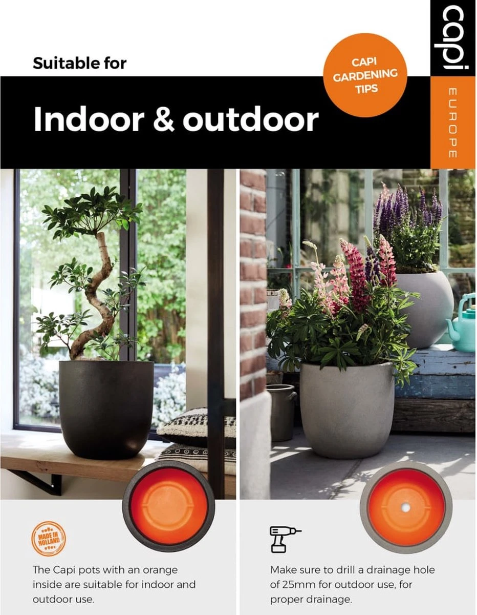 Capi Europe - Bloempot Bol Smooth NL - 35x34 - Zwart - Voor Binnen En Buiten - KBL932 4 Capi Europe - Bloempot Bol Smooth NL - 35x34 - Zwart - Voor Binnen En Buiten - KBL932 - Afbeelding 4
